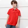 thumbnail image 1 of Teen Boys Polo Shirt Red Boys Uniform Shirts Kids Collar Shirts Boys Short Sleeve Polo Boys Boys Clothes Size 13-14 Years, 1 of 3