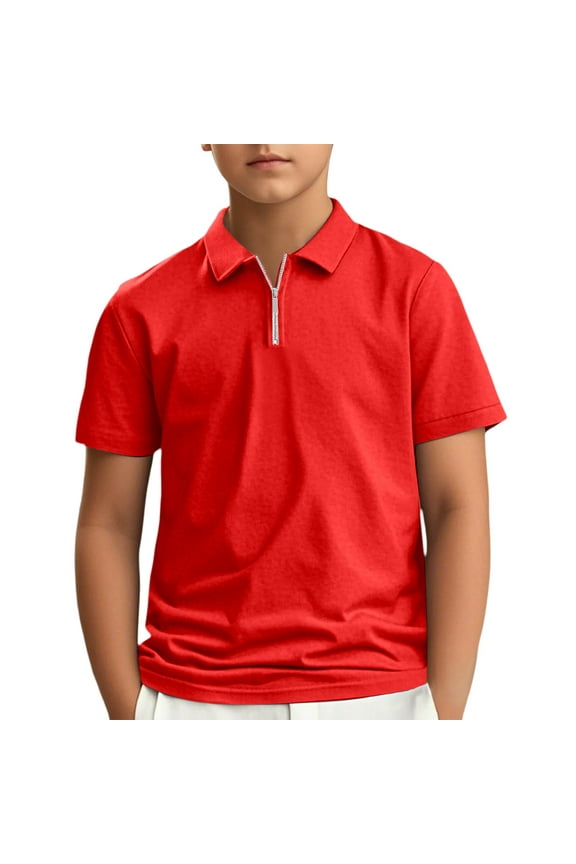 Teen Boys' Polo Shirt Red Polo Shirt for Boys Button Up Shirt Boys Boys Short Sleeve Polo Shirts Shirts for Boys 13-14 Years