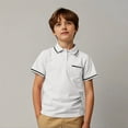 thumbnail image 1 of Teen Boys' Polo Shirt White Collar Shirt Rugby Button Down Shirt Short Sleeve Polo Boys Polo Shirts Size 13-14 Years, 1 of 3