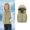 thumbnail image 1 of Teen Boys Puffer Vest Hooded Jacket Green Down Vest Zipper Lightweight Waterproof Sleeveless Outwear Girl Vest 11-12 Years, 1 of 7