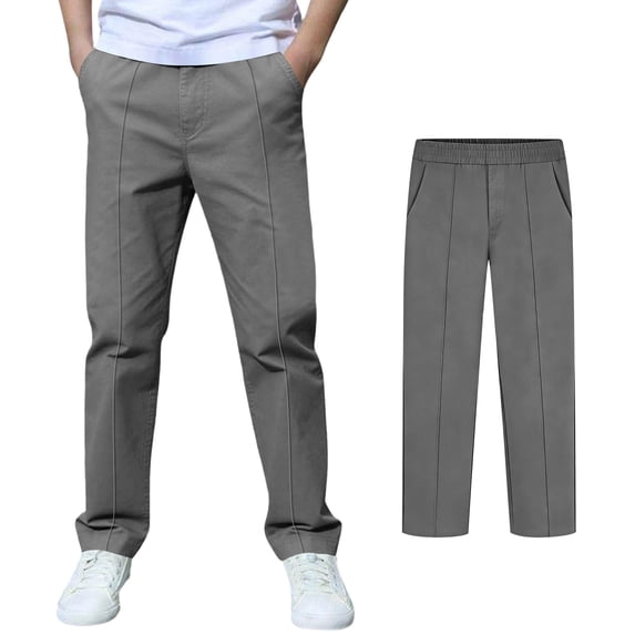 Boys School Uniform Pants Elastic Waist Straight Leg Slim Fit Grey Uniform Pants 12-13 Years Pants