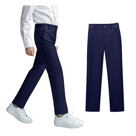 Boys School Uniform Pants Pull On Chino Pants With Pockets Straight Pants Navy Uniform Pants For Boys Back To School Outfits Boys Clothes 13-14 Years