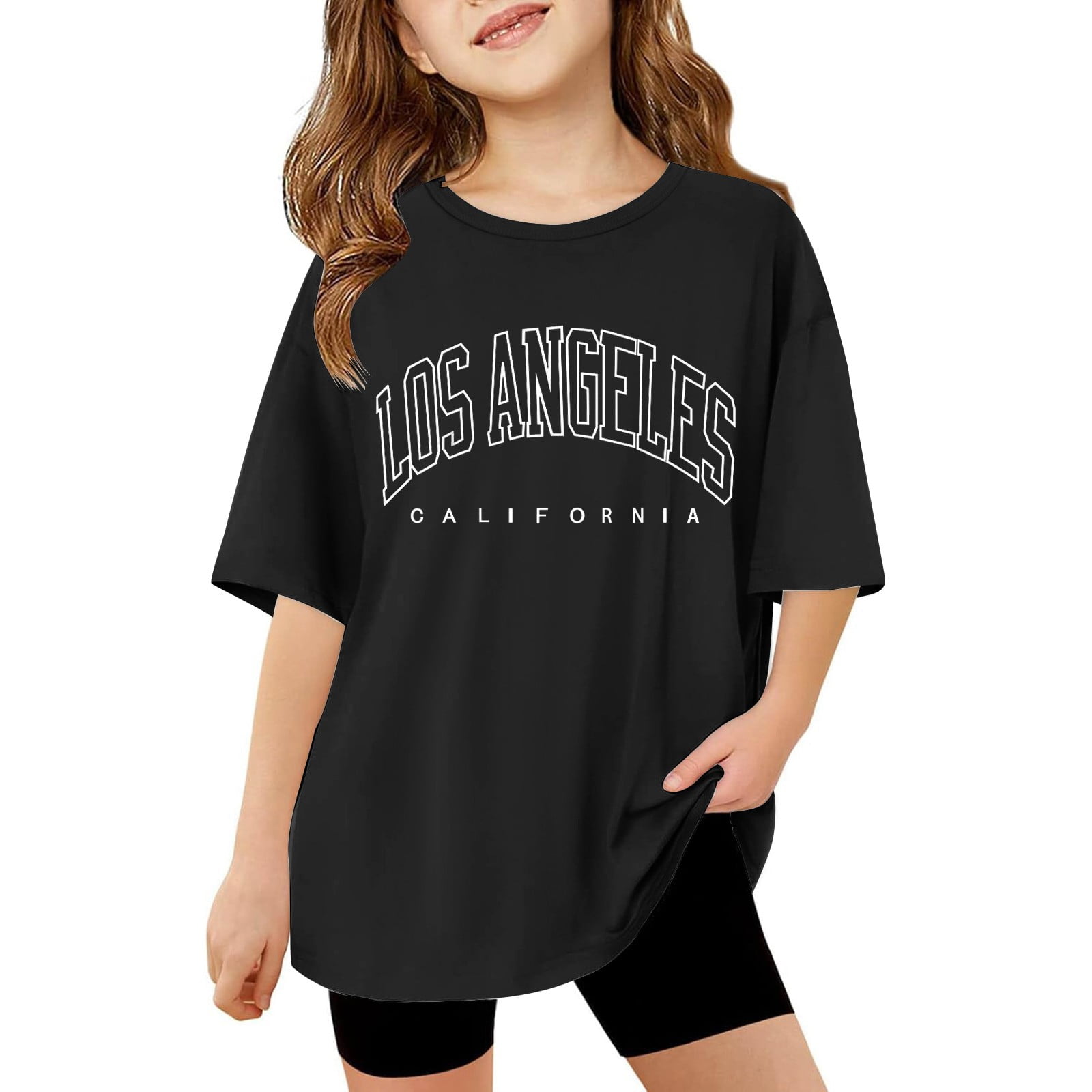 Teen Girls T Shirts Short Sleeve Letter Print Fashion Tops