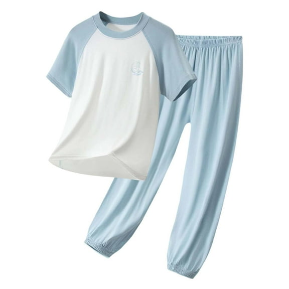 Teen Boys Sleepwear Kids Pajamas Homewear Soft Breathable Two Piece
