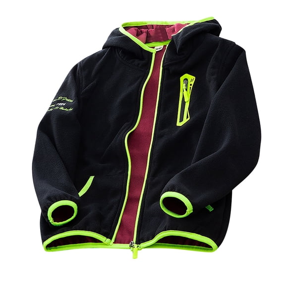 Teen Boys Soft Cozy Warm Full Zip Lightweight Polar Fleece Hooded Jacket Size 8-16 Years Outerwear Long Sleeve Coat Black 9 Years