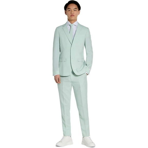 Teen Boys Solid Color Party Suit - Prom and Wedding Party Outfit - Including Blazer, Pants and Tie