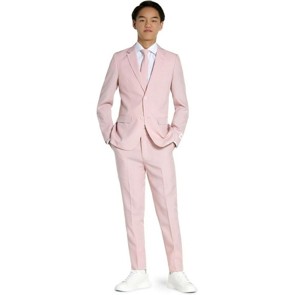 Teen Boys Solid Color Party Suit - Prom and Wedding Party Outfit - Including Blazer, Pants and Tie