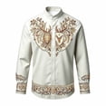 thumbnail image 1 of Boys Stand Collar Shirts Floral Print Button Down Long Sleeve Western Cowboy Fall Summer Casual Tops Tees for Kid Size 13-14T, 1 of 4