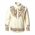 thumbnail image 1 of Boys Stand Collar Shirts Floral Print Button Down Long Sleeve Western Cowboy Fall Summer Casual Tops Tees for Kid Size 15-16T, 1 of 4