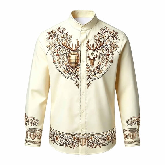 Boys Stand Collar Shirts Floral Print Button Down Long Sleeve Western Cowboy Fall Summer Casual Tops Tees for Kid Size 15-16T