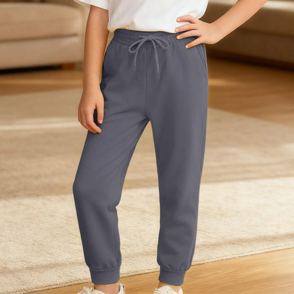 Teen Boys Sweatpants Adjustable Drawstring Casual Pants with Pockets Boys Solid Pants Dark Gray Pants for Boys Boys Sweatpants 11-12 Years