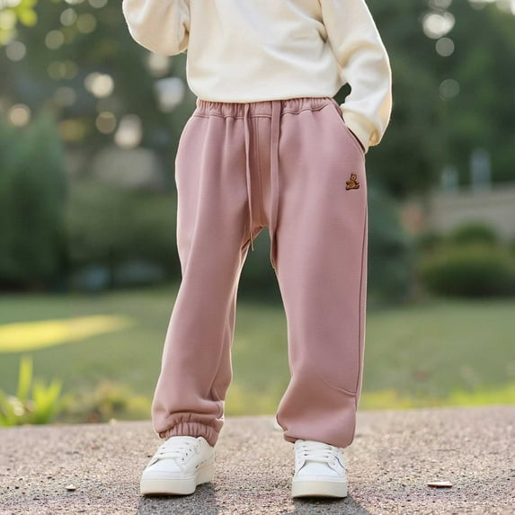 Teen Boys Sweatpants Jogger Pants for Girls with Pockets Adjustable Drawstring Pants Pink Sweat Pants Boy Pants Size 13-15 Years