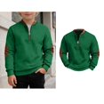 thumbnail image 1 of Teen Boys Sweatshirt Long Sleeve Color Block Kids Half Zip Sweatshirts Pullover Sweatshirt Boys Sweatshirt Size 10-11 Years, 1 of 4