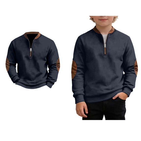 Teen Boys Sweatshirt Long Sleeve Color Block Sweatshirt with Zipper Pullover Sweatshirt Boys Size 10-11 Years Clothes