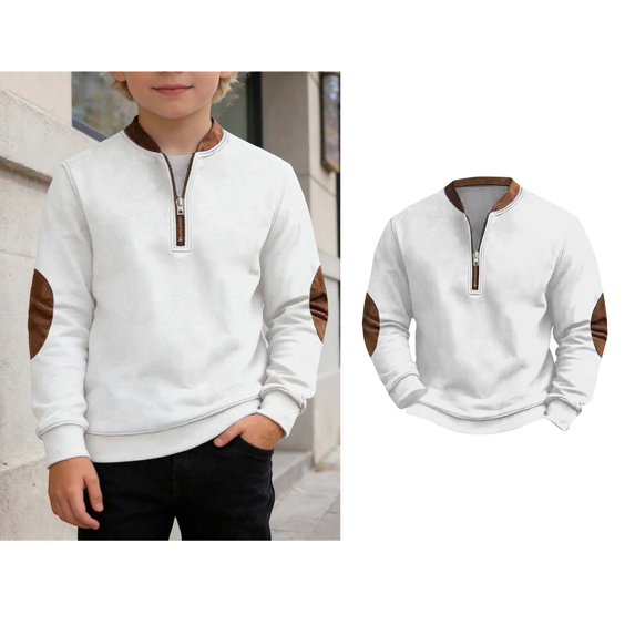 Teen Boys Sweatshirt Long Sleeve Color Block Sweatshirt with Zipper Pullover Sweatshirt Boys Sweatshirts Size 10-11 Years