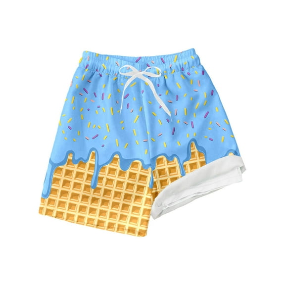 Teen Boys Swimming Trunks Liner Boys Swimwear Funny Cool Dessert Print Swimsuit Boys Beach Shorts 10-12 Years Boys Clothes