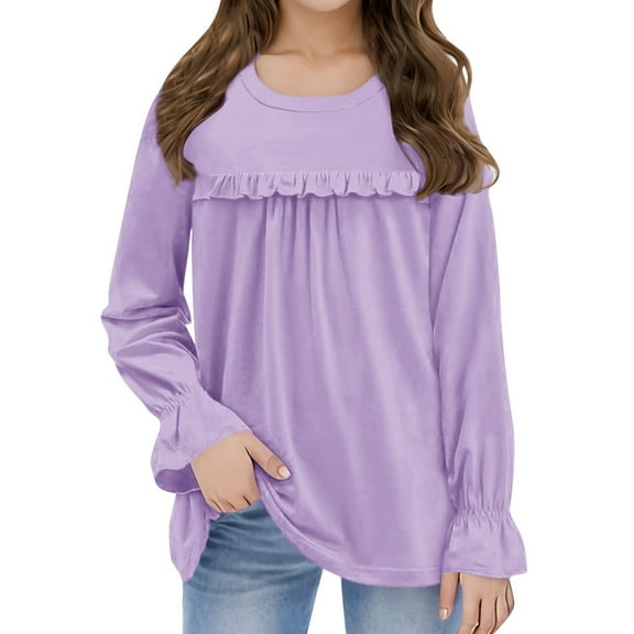 Teen Boys T Shirts Solid color Purple Long Sleeve Shirt Basic Crewneck Comfort Colors Boys Size 12-13 Years Shirts Cute Boy Girl Clothing