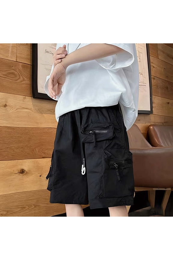 Teen Boys Techwear Cargo Shorts Functional Multi-Zip Pockets Utility Bottoms for Streetwear Outdoor Sports, 5T-15Y