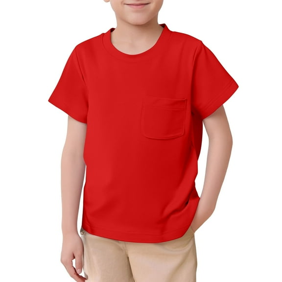 Teen Boys Tshirts Soft Toddler Short Sleeve Shirt Red Tees Toddler Tee Shirts 12-13 Years Summer Clothes Boy