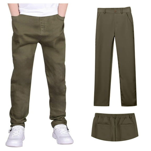 Teen Boys Uniform Pants Straight Pants With Pockets Pull On Chino Pants Stretch Pants Kids Blue Pants Boys Back To School Outfits For Boys Teen Preppy Clothes 14-15 Years
