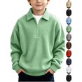 thumbnail image 1 of Teen Boys Waffle Knit Pullover Sweatshirts Kids 1/4 Zip Collared Shirts Long Sleeve Casual Fall Winter Tops Outerwear Warm Clothes, 1 of 10