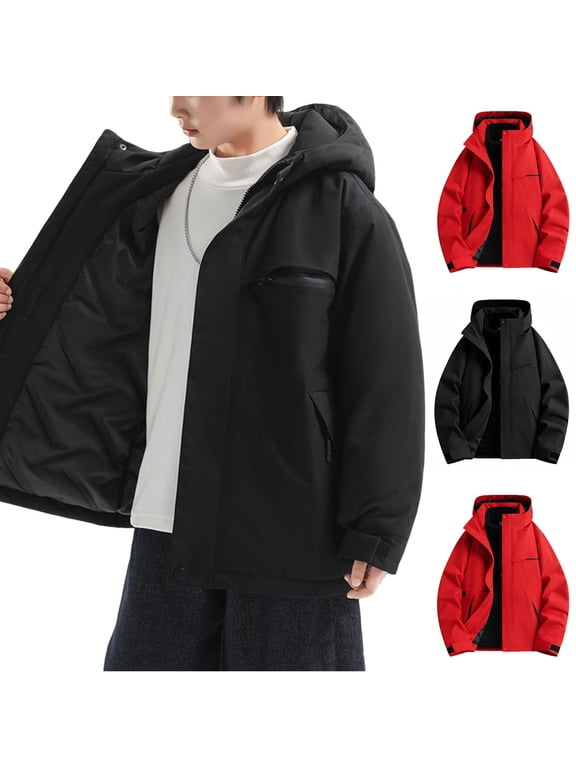 Teen Boys Waterproof Ski Jacket 7‑17 Years, Windproof Insulated Hooded Winter Padded Coat with Multiple Zip Pockets for Snow Play and Cold Wet Weather