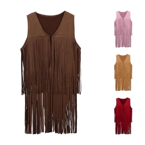 Teen Boys Western Vest Sleeveless Tassel Vest Boys Halloween Cowboy Costume For Boys Western Outfit 3-12 Years