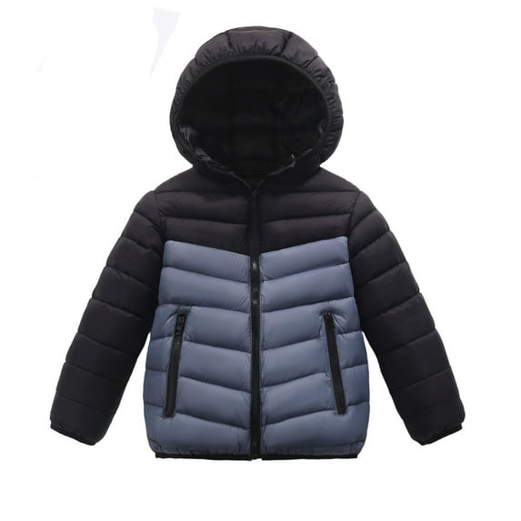 Boys Winter Coats with Hooded Puffer Jacket Grey Jacket Zipper Long Sleeve Lightweight Waterproof Jacket Kids Boys' Outerwear Jackets & Coats 10-11 Years