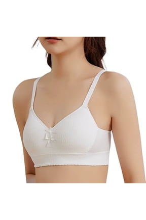 Teen Bras For Girls Ribbed V-Neck Bow Detail Adjustable Thin Straps Comfortable Daily Wear Underwear 9-14 Years