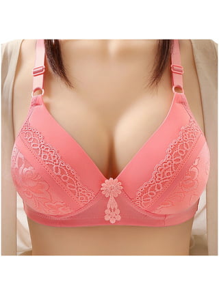 Teen Bras for Girls Ages 14-16, 2PCWomen's Embroidered Glossy Comfortable  Breathable Bra Underwear No Rims, Sleep Bra
