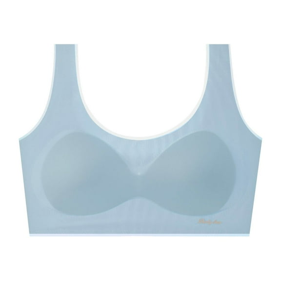 Teen Bras for Girls Lightly Padded Training Bra Comfort Breathable Stretch Girl's Underwear Bralette, Light Blue, M