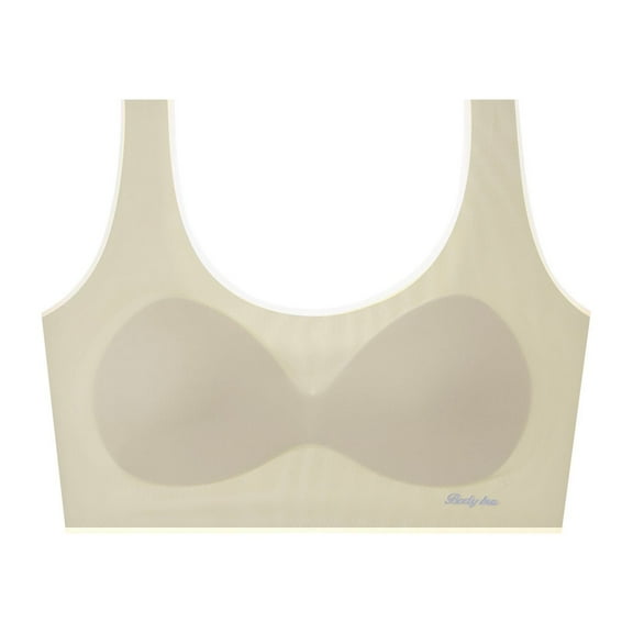 Teen Bras for Girls Lightly Padded Training Bra Comfort Breathable Stretch Girl's Underwear Bralette, Yellow, L