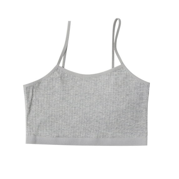 Teen Bras for Girls Training Bras for Girls Seamless Cami Bralettes Sports Ribber Underwear Vests Sports Bra Gray M