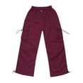 thumbnail image 1 of Teen Cargo Pants For Girls High Elastic Waisted Drawstring Cargo Jogger Pants With Pocket Loose Fit Girls Trendy Sweatpants Joggers Girls Pants Size 3-4T, 1 of 8