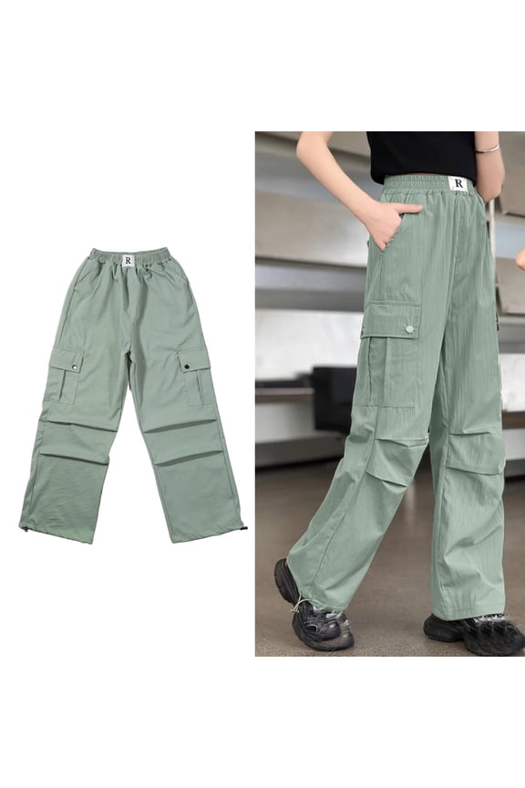 Teen Cargo Pants Girls Lightweight Elastic Waist Cargo Pants Baggy Pants Girls Girls Wide Leg Cargo Pants Kids Clothes Girls Size 11-12 Years