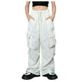 thumbnail image 1 of Teen Cargo Pants High Elastic Waisted Drawstring Jogger Pants for Girls with Pocket Loose Fit Cargo Trousers Kids Pants Girls 17-18 Years, 1 of 3