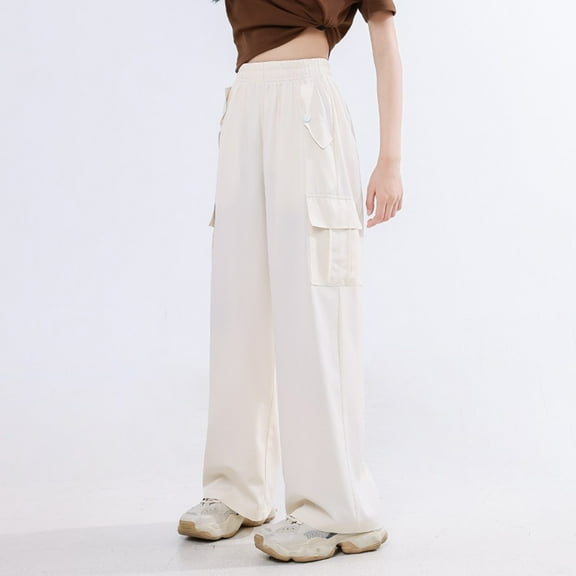 Teen Cargo Pants High Waisted Wide Leg Baggy Cargo Pants with Pocket Loose Fit Cargo Trousers Y2k Kids Cute Pants for Girls 12-14 Years