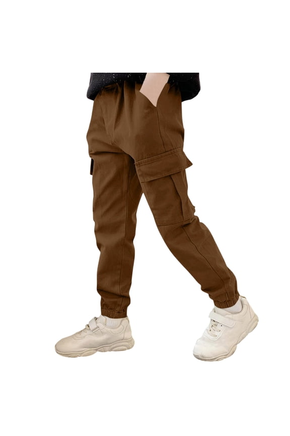 Teen Cargo Pants Kids Elastic Waist Pants Jogger Slim Fit Pants Boys Lightweight Pants Boys Pull on Pants Hop Pants 15-16 Years