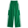 thumbnail image 1 of Teen Cargo Pants for Boys Girls Relaxed Fit Baggy Pants Stretch Elastic Waist Green Cargo Pants with Pockets Outfits for Girls 14-15 years, 1 of 5