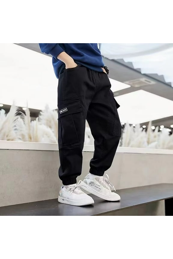 Teen Cargo Pants for Boys Joggers High Elastic Waist with Pocket Loose Fit Boys Active Pants Pull On Kids Clothes Boys 15-16 Years