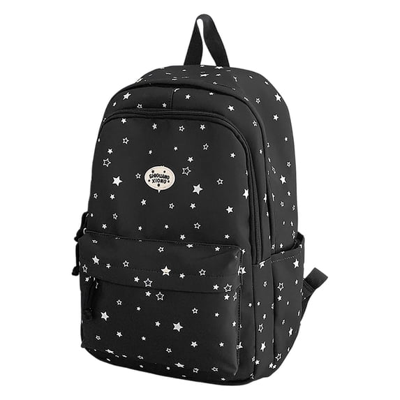 Teen Casual Polyester Star Print Backpack, Fashion Large Everyday Daypack, Coquette Bookbag for Campus Weekend Commute