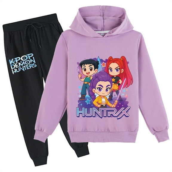 Teen Casual Sweatshirts Hooded Suit-KPop Long Sleeve Hooded and Sweatpants-Pullover 2 Piece Outfits for Girls