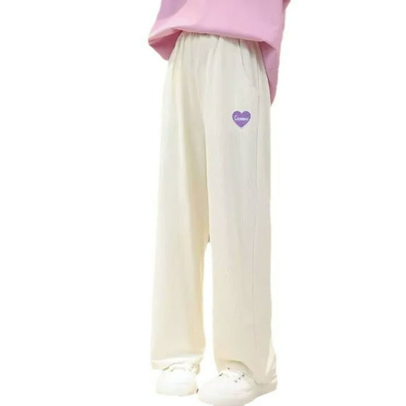 Teen Children Pants Solid Color For Girls Casual High Elastic Waisted Drawstring Loose Fit Sweatpants Trousers Cozy Dailywear 13-14 Years