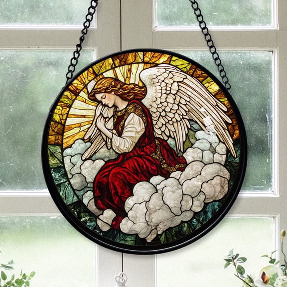 Teen Christmas Gift - Angel Fly Cloud Christmas Stained Glass Hanging Ornament - Warm Holiday Tree Decoration, Christmas Gift for Mom, Dad, Friends, Family