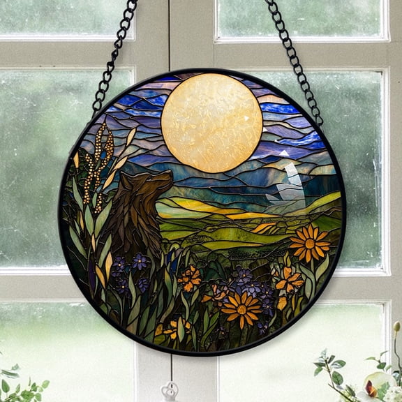 Teen Christmas Gift - Wolf Mosaic Christmas Stained Glass Hanging Ornament - Modern Holiday Tree Decor, Xmas Gift Idea for Family & Friends, 2025 Edition