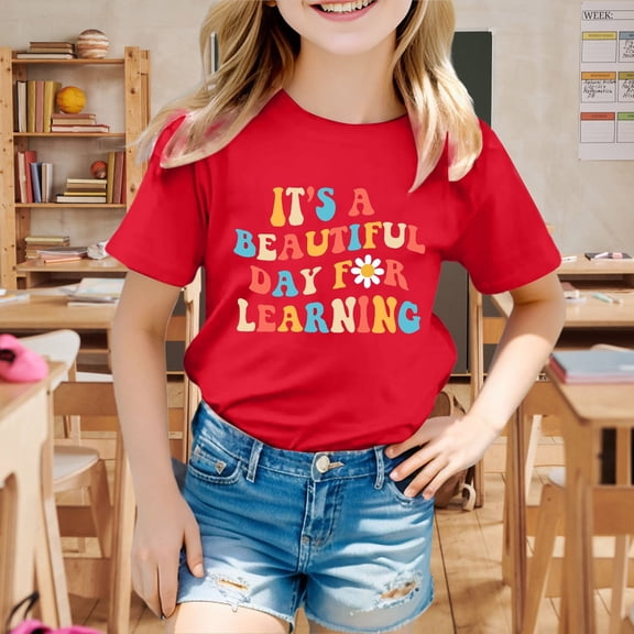 Teen Clothes For Girls Letter Short Sleeve Shirt For Girls Trendy Summer Clothing Girls 130.00 Clothes Trendy Cute Girl Clothing