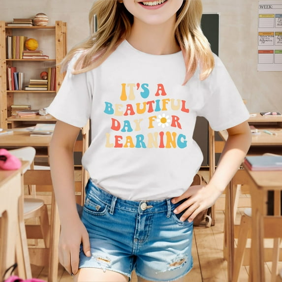Teen Clothes For Girls Letter Toddler Girl Short Sleeve Shirt Trendy Little Girls Summer Clothes Girl Shirts 110.00 Cute Girl Clothing