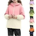 thumbnail image 1 of Teen Color Block Hooded Windbreaker Jacket Boys Girls Lightweight Windproof and Waterproof Raincoat with Pocket Comfort Breathable Coat Outdoor Fall Winter Clothes 4-15 Years Kids, 1 of 7
