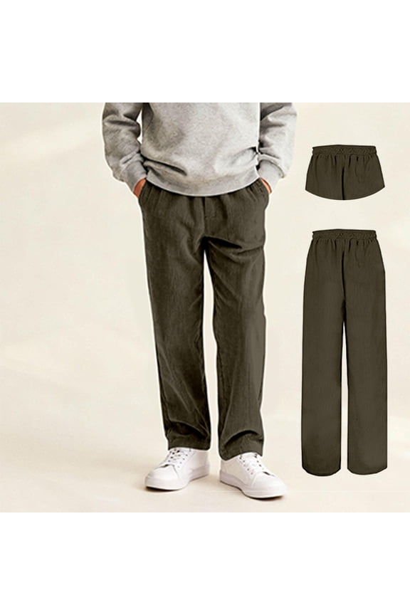 Corduroy Pants Boys Elastic Waist Baggy Pants School Pants Boys Size 15-16 Years Pants