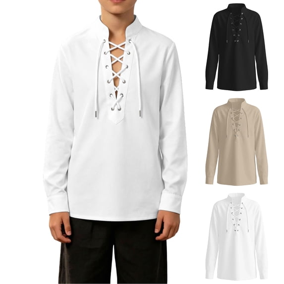 Teen Costume for Kids Long Sleeve Boys Medieval Shirt Medieval Costume Kids Boy Dress up Clothes for Play Boys Halloween Costume 11-12 Years